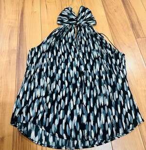 Banana Republic Twist Neck Halter Top Brushstroke Print XS